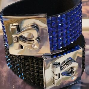 Blue and Black Bracelets with Silver Heart Clasp